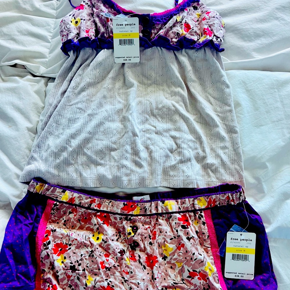 Adorable FREE PEOPLE pajama/short lounge set. NWT.